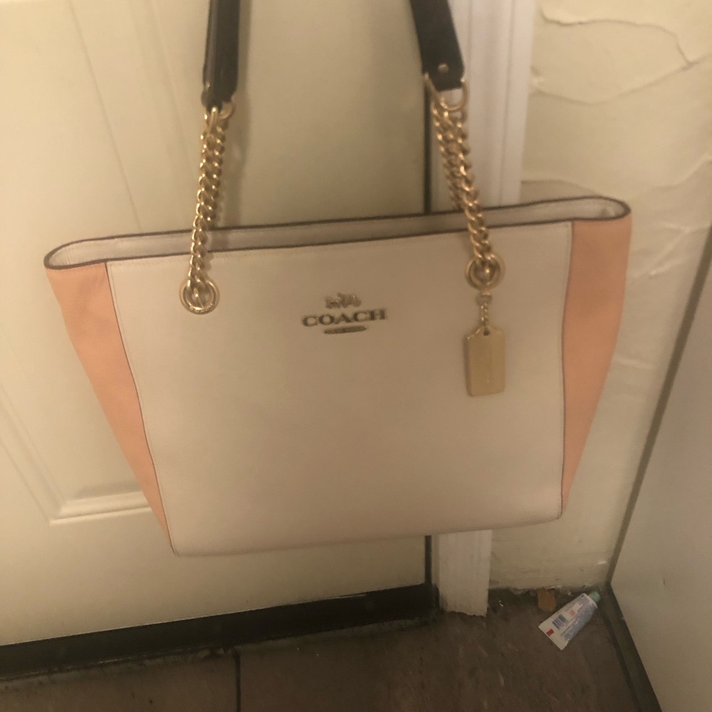 Coach Cream and Pink Tote Bag